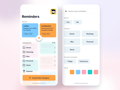 Category Sheet and Search State • Reminders - iOS App Design