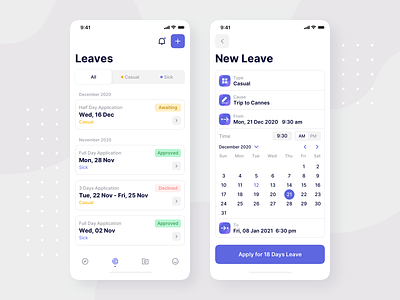 Leave Request - Attendance Management • iOS App Design
