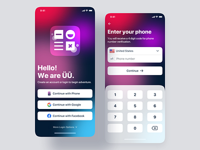 Sign Up UI iOS App Design create account glassmorphism ios 14 ios app ios app design login login screen mobile mobile app mobile app design otp phone sign in sign up signin signup ui verification verification code