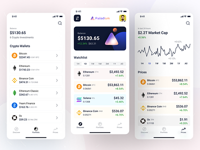 Tab Bars Sections - iOS App Design • Palladium app design app screen chart crypto crypto exchange crypto wallet cryptocurrency dashboard finance fintech ios ios14 mobile app mobile app design portfolio ui wallet