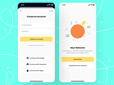 Create an account - iOS App Design app design create account dialog ios login login page minimalistic mobile app mobile app design modal box onboarding phone register sign in sign up signin signup social login welcome page welcome screen
