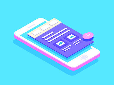 Popping Interface in 3D Space 3d app flat illustration isometric isometric design isometric illustration minimalistic user interface