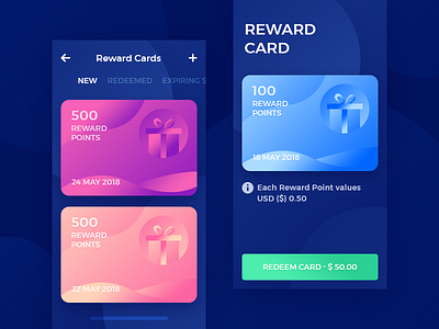 Reward Cards App UI app card design gift interface ios mobile reward rewards ui user ux