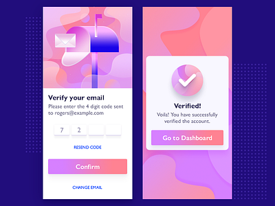Email Verification - App UI Design app card confirmation email gradient illustration interface ios material design ui user verification