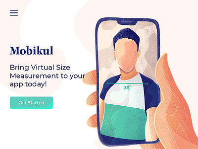 Virtual Size Measurement - Web Design app branding design hand illustration interface mobile mobile app phone procreate size measurement ui user web web design