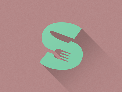 Scorch Logo design flat food fork icon knife logo long negative restaurant shadow space