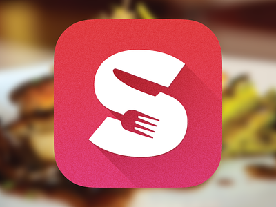 Scorch Icon app flat fork icon ios7 knife logo long negative restaurant shadows space