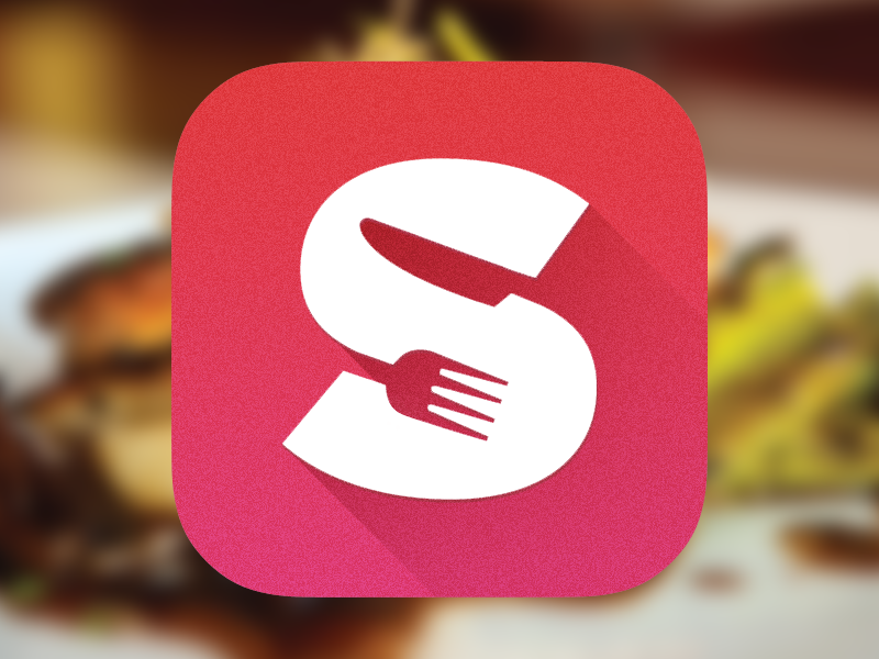 Scorch Icon restaurant logo knife fork negative space long shadows flat app ios7 icon