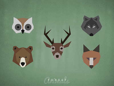 Forest Animals animal badges bear deer flat forest fox illustration owl wolf