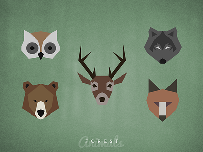 Forest Animals animal badges bear deer flat forest fox illustration owl wolf