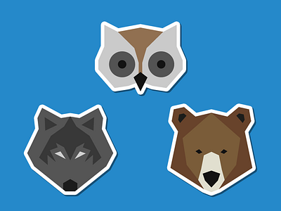 Forest Animals Version 2 animal badges bear deer flat forest fox illustration owl wolf