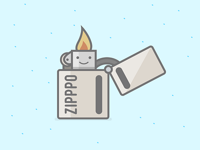 Lighter flat illustration lighter matchbox smiley zippo