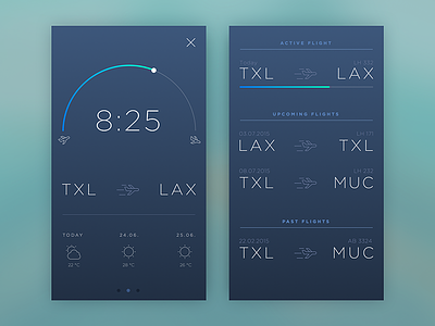 Flight Tracker app design flat gradient ios sketch typography ui ux