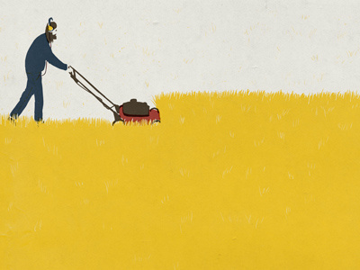 Next installment of the Diary series lawn lawnmower man mowing yellow