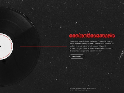 Dark holding page for music law form design web webdesign website