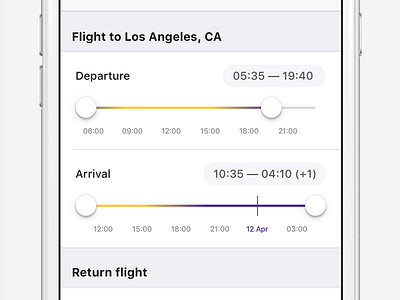 Flight time slider app aviasales booking departure filter flight ios mobile slider time travel ui
