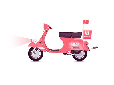 Baidu takeout motorcycle car illustration-4 car motorcycle takeout