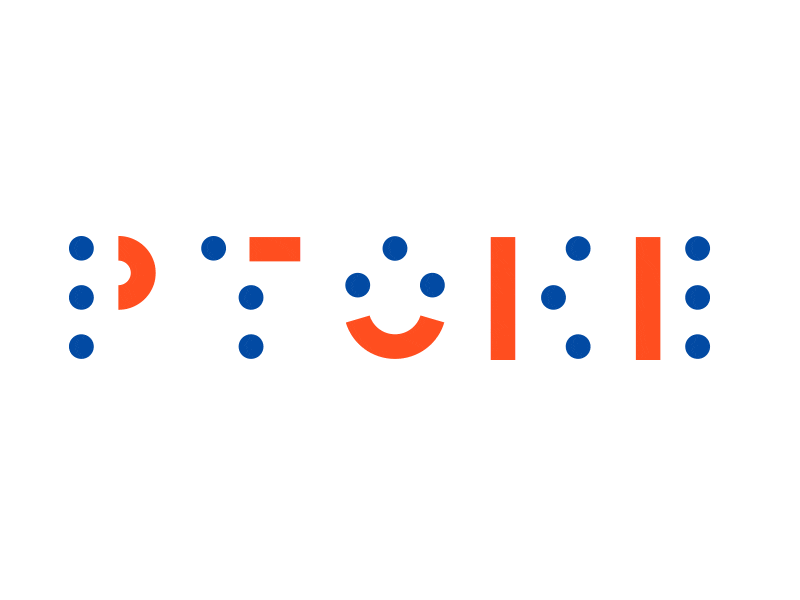 Ptoke logo proposal blue identity logo orange startup