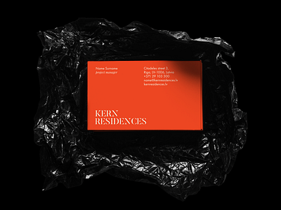 Kern Residences business card black business card graphic identity logo red riga