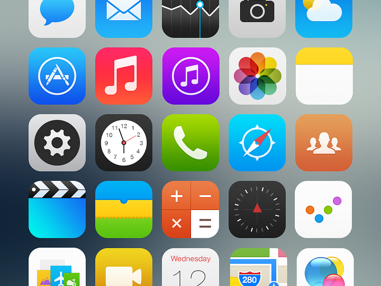 iOS 7 Icons by Jackie Tran on Dribbble