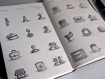 Icons sketches icon notebook paper pencil sketch