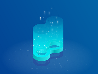 Icon from logo - corporate background blue data mining isometric stardust