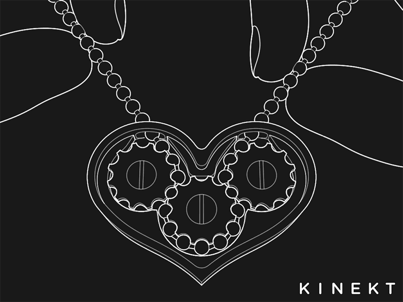 Gear Necklace animation cad fingers gear gears gif hand hands heart illustration jewellery jewelry line lineart loop necklace product technical illustration