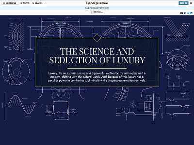 Science and Seduction of Luxury blueprint brain illustration line lineart medical medicine science scientific senses technical illustration technology