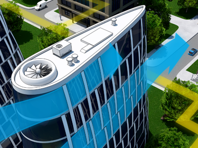 Power-Generating Buildings 3d architectural coaches loupe illustration technical