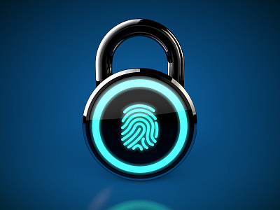 Biometric Padlock 3d biometric c4d fingerprint glow id illustration lock padlock render security technology