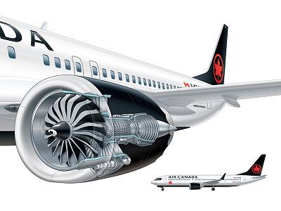 Jet Engine Cutaway airliner canada cutaway illustration illustrator jet plane rendering technical illustration vector