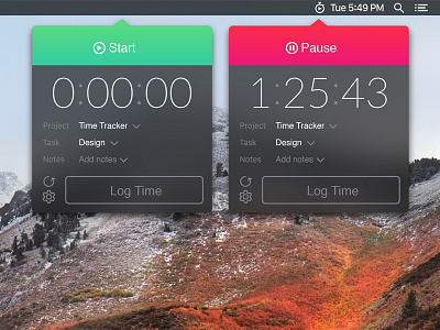 FreshBooks Menubar Timer Concept app design freshbooks mac menubar time tracker timer ui