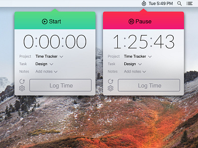 FreshBooks MenuBar Timer Concept (Light) app design freshbooks mac menubar time tracker timer ui