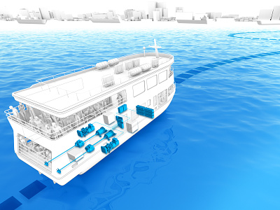 Hybrid Electric Ferry 3d boat c4d cinema4d cross section cutaway electric motor ferry harbour hybrid illustration kaohsiung ship taiwan technical illustrartion water