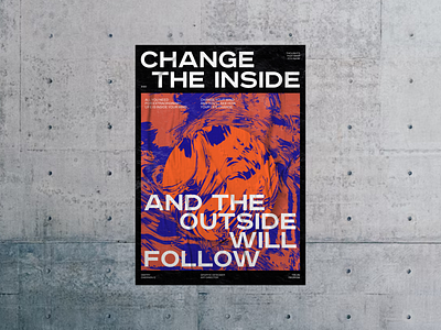 Poster: the Outside will follow conrete geometric typography huge typography mesh mix motivation orange poster print print design quote transform