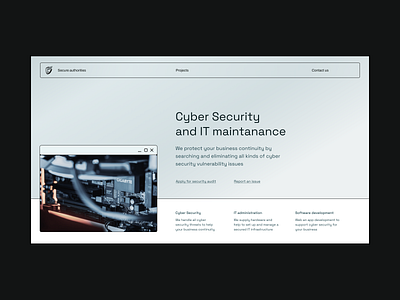 CyberSecurity website: Key visual #5 b2b business confidence coporate counterspace cyber security cybersecurity light composition metal grey monospace font web website white