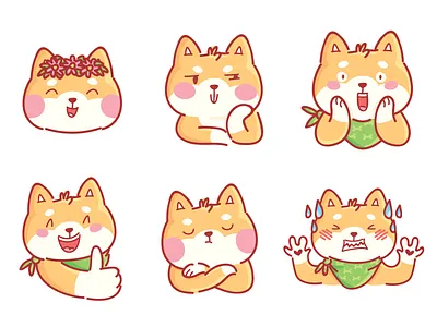 Shiba Inu! animal cartoon character cute dog doodle illustrations ios kawaii shibainu stickers vector