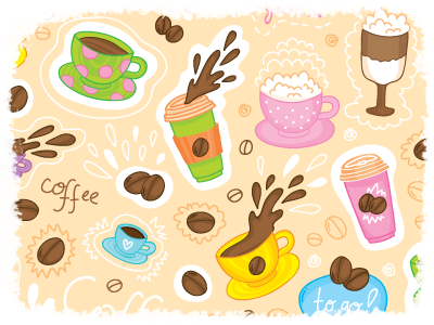 Coffee coffee colorful cute illustration illustrator pattern seamless pattern stokarenko vector