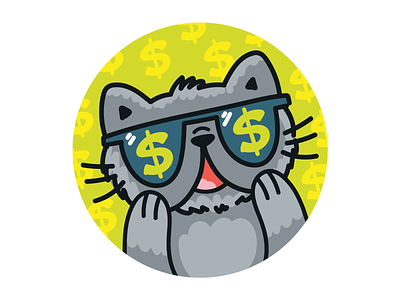 Cat 💵 Invest animal avatar cartoon cat character character development cute dollar doodle grey invest investment investments kawaii kitty logo money nice pet vector