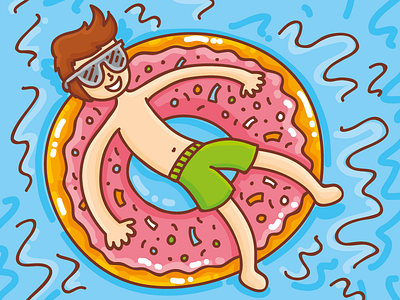 Donut worry be happy! character chocolate cute donut food illustrations stokarenko sweet sweetness tasty vector water