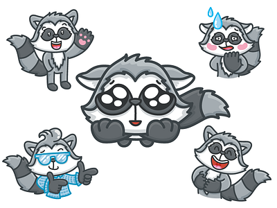 Raccoon Character badoo character cute hello icons ios laugh love person raccoon sticker stickers