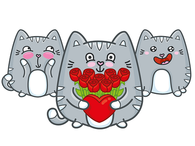 Cat character ^^ cat character cute date dating flowers heart icons ios love sticker stickers