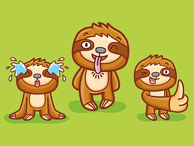 Sloth character animal cartoon character cute icons ios laugh person sloth sticker stickers thumb up