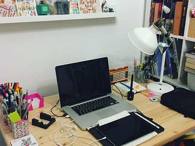 💻 My workplace! apple ios ipad macbook pencil table wacom work workplace workspace workstation
