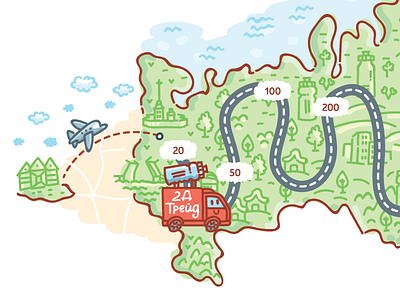 Road map! boat bridge building car city detailed house map museum river road tree