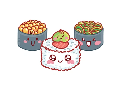 Cute Sushi stickers! cartoon character cute doodle food icons imessage stickers japan sticker stickers for imessage sushi wasabi