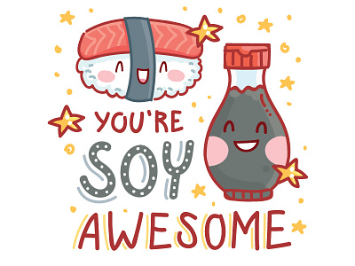 You're SOY Awesome! cartoon character cute food icons imessage stickers japan pun sticker stickers for imessage sushi wasabi