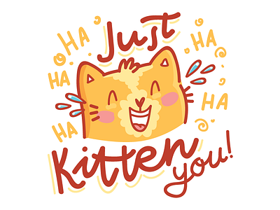 Just kitten you! cat character cute imessage ios kitten kitty play on words pun quibble stickers wordplay
