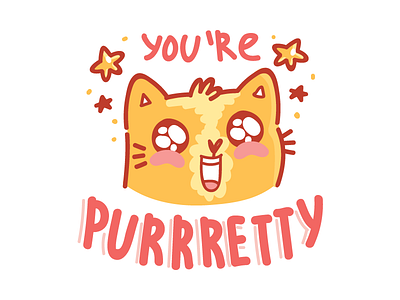 Hey! You're so PURRretty 😻 cat character cute imessage kitten kitty lettering messages pun quibble stickers words