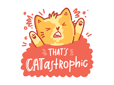 CATastrophe! 🙀 cat drawing illustration imessage kitten kitty messages pun quibble stickers vector words
